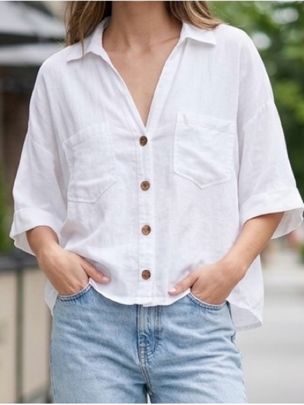 Zara Linen-Blend Boxy Top